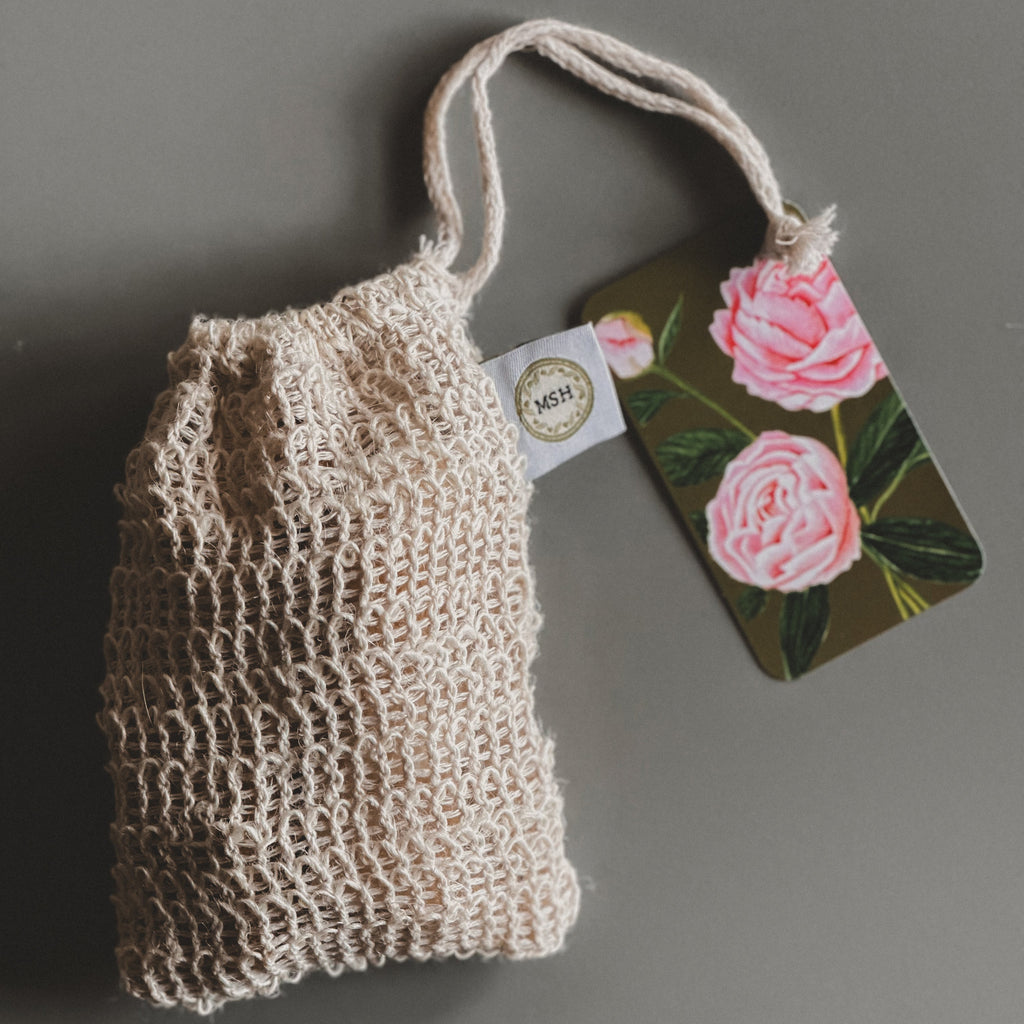 Handmade soap mini bar in a natural sisal bag
